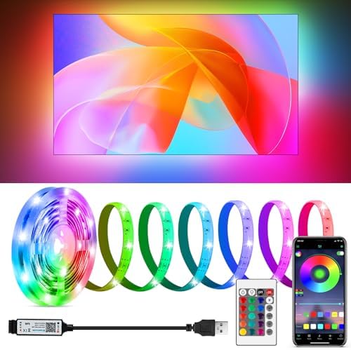 RGB LED Strip Lights 9.8Ft for TV Behind,Remote&App Control,IP65 Waterproof by HOUHUI