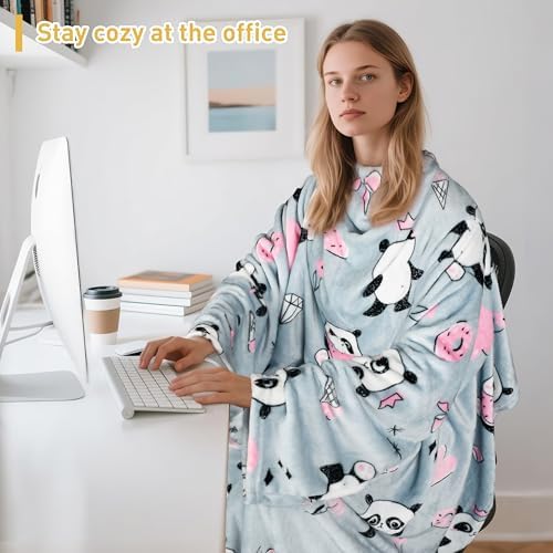 Catalonia Wearable Blanket with Sleeves for Women & Men, Fleece Wrap Throw - Image 3