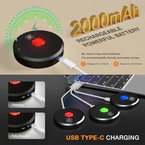 RGB Puck Lights with Remote Control, 2000mAh Rechargeable Stick on Led Lights, 9 Colors & 2 Dynamic, Tap Light with Timing,Under Cabinet Lighting for Closet,Kitchen,Cabinet,Shelf(Black, 5 Pack) - Image 4
