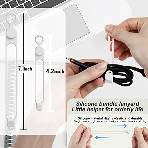 Silicone Cable Ties, Cord Organizer Cable Management,2Sizes-White - Image 2