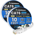 CableGeeker Cat 6 Ethernet Cable 10ft 2Pack, 10Gbps, White by CableGeeker