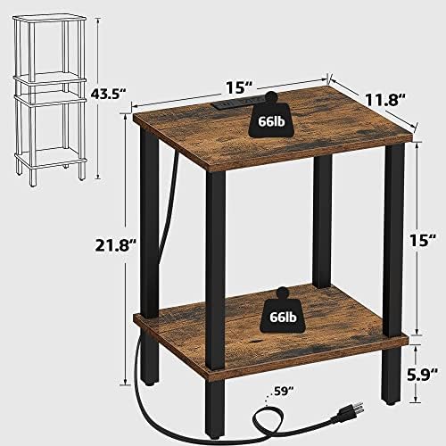 TUTOTAK End Table with Charging Station, Side Table Set of 2, Nightstand - Image 3
