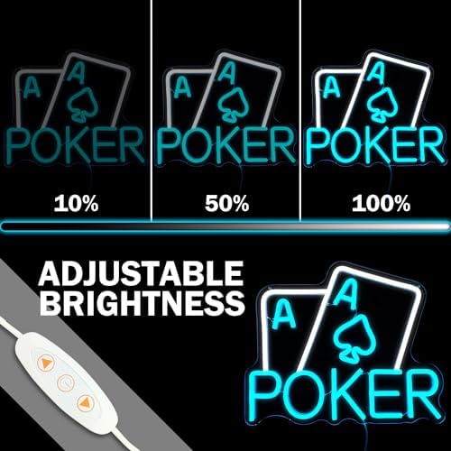 Playing Cards Neon Signs Dimmable Poker Neon Sign for Wall Decor Led Sign Gamer Neon Light Up Sign forMan Cave Bedroom Casino Bar Hotel Play Room Birthday Party Decor Shop Hotel - Image 4
