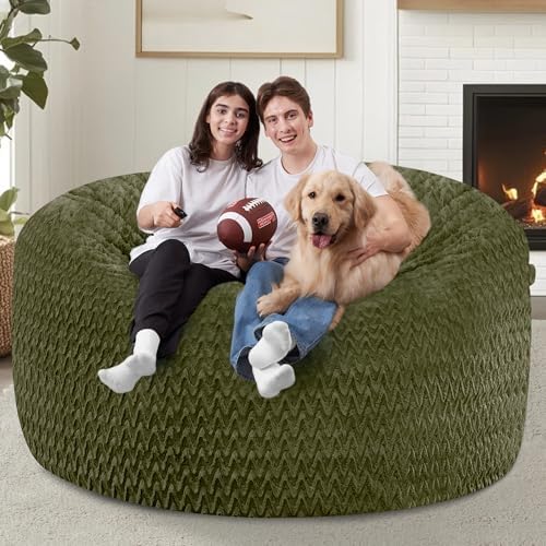 5FT Bean Bag Chair,Giant Bean Bag Chairs for Adults,Big Bean Bags with Memory Foam Filled, Large Beanbag Chairs with Chevron Plush Cover-Green - Image 4