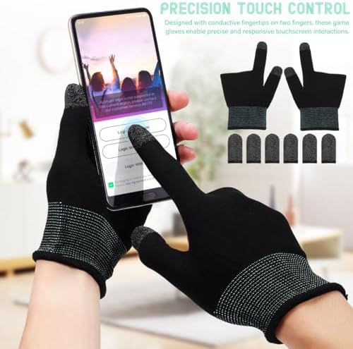 BESPORTBLE Gaming Finger Sleeves Touchscreen Game Gloves with Copper Fiber Conductive Tips Breathable Elastic Fit Sweat-Resistant Mobile Gaming Gloves for Smartphones and Tablets - Image 2
