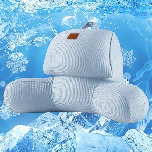 Adjustable Firmness Waffle Support Cooling Reading Pillow, Sky Blue, 17" by Am%C3%A9lieHome