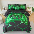 Gamer Bedding Set Full Black Green Game Console Comforter Set by ZSYAYAHA