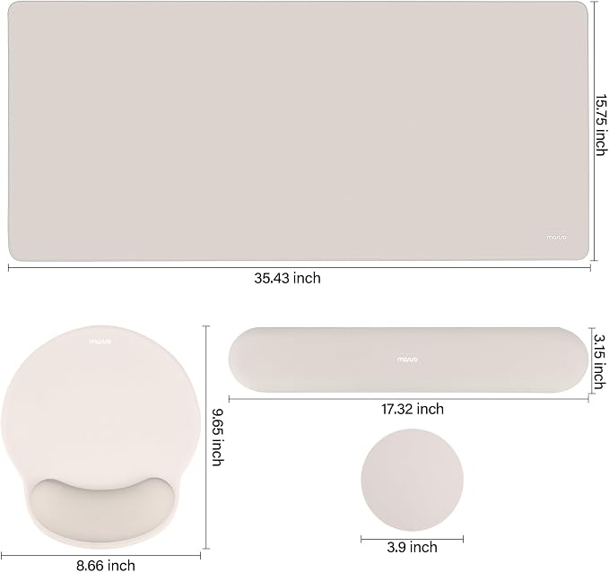 MOSISO Wrist Rest for Mouse Pad Set, Large Gaming Deskpad, Stone Gray - Image 7