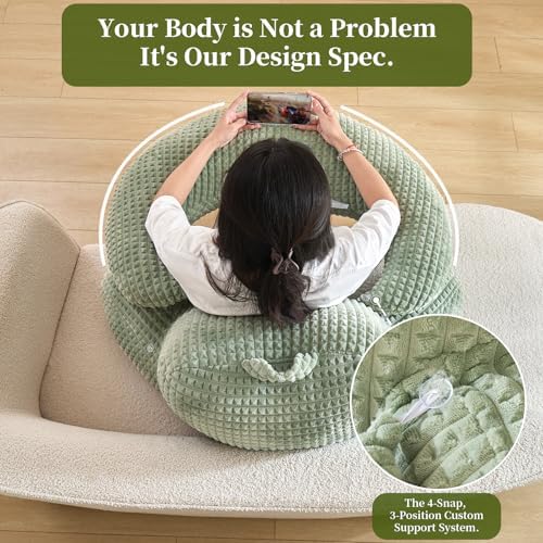 19" Reading Pillow for Bed,U Shaped Arm & Elbow Support,Green Flannel | Backrest Supports Back,U shaped Lap Pillow Cushions Arms,Elbows & Wrists,Soft Flannel for Reading,Gaming,Watching TV - Image 4