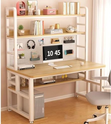 Pegboard Wall Organizer Panels.Modern Industrial Computer Desk with Storage Shelves & Pegboard - Stylish Home Office Workstation for Study, Writing, and Productivity，（Natural，39in） by Unknown