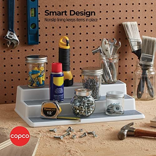 Copco Non-Skid 3-Tier Spice Pantry Organizer, 15-Inch, Durable Gray - Image 6