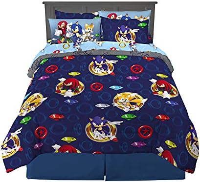 Franco Sonic The Hedgehog Anime Kids Bedding Super Soft Comforter and Sheet Set with Sham, 7 Piece Queen Size, (Official Licensed Product) by Franco
