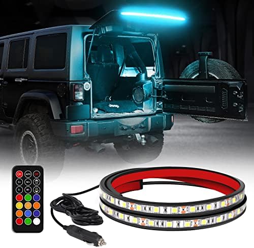 XRIDONSEN 40 Inch RGBW Rear Window Lift Gate Dome Light Strip Back Glass Tailgate Hatch Trunk Cargo Camping Light RF Wireless Remote Compatible with Jeep Wrangler JL JK YJ TJ JKU JLU 2/4-Door SUV by XRIDONSEN