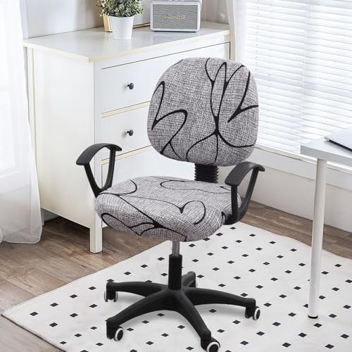 Smiry Stretch Printed Office Computer Desk Chair Covers for Seat & Backrest | Stretch Fit, Soft Fabric Universal Washable Removable, Anti-Dust Rotating Chair Slipcovers Protector - Image 2