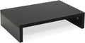 TEAMIX Black Monitor Stand Riser, Wood Desk Organizer for Laptop & Computer | 14.2"L x 9.5"W, Holds 80 lbs, Small Riser with Storage, Ergonomic Minimalist Design, Easy Assembly, For Home Office, Gaming by TEAMIX