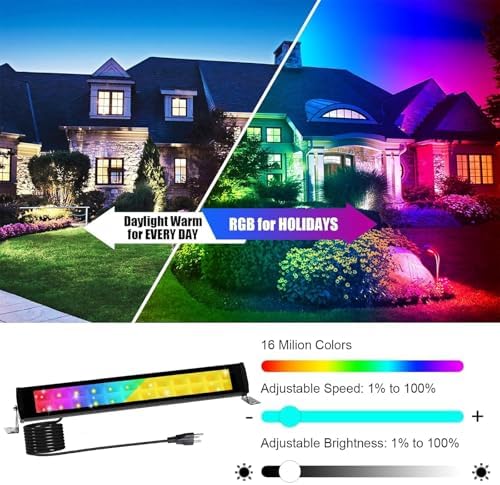 50W 2.4G Remote Control RGB Wall Washer Light, 3000K Warm Light, RGB Light bar with Remote Control & APP Control, for Birthday Party, Garden Lighting, Wall Display, Hotel, Building - Image 2