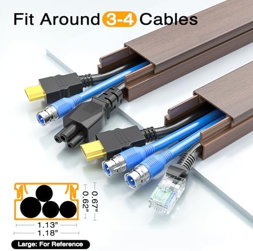 Delamu 157in Cord Hider Wall, TV Cable Hider Cord Covers for Wires on Wall, Large Cable Cover Raceway to Hide 2-4 Cords, Wire Hiders Wire Covers for Cords for TV on Walls, W1.18 H0.6in, Cherrywood - Image 5