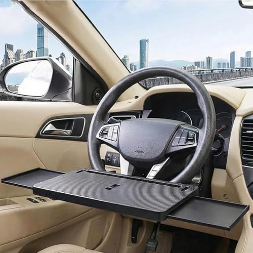 Car Back Seat Tray Table with Expandable Tray - 2-Sided Car Desk for Kids & Adults, Extra Wide & Sturdy Headrest Mount with Non-Slip Pad, Tablet/Laptop Holder for Road Trip(Carbon fiber front panel) by Unknown