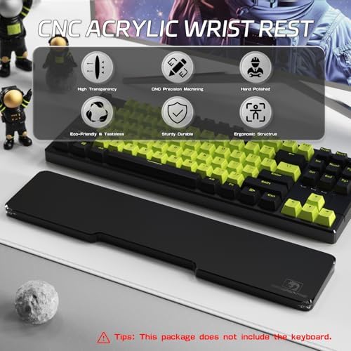 Acrylic Keyboard Wrist Rest - TENKEYLESS 80% Keyboard- Mechanical Keyboards Ergonomic Palm Rest for Computer Keyboard,Anti-Slip Base,Wrist Pad for Laptop,Office & Home-Easy Typing (Black) - Image 2