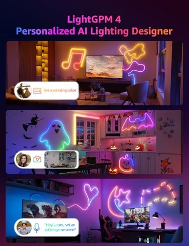 Lepro N1 AI Smart RGB Rope Lights for Christmas, Personalized AI Lighting Designer, LightBeats Music Sync, Color Segment DIY, Voice Control Via App, 19.68ft Wi-Fi & Bluetooth LED Strip Lights - Image 2