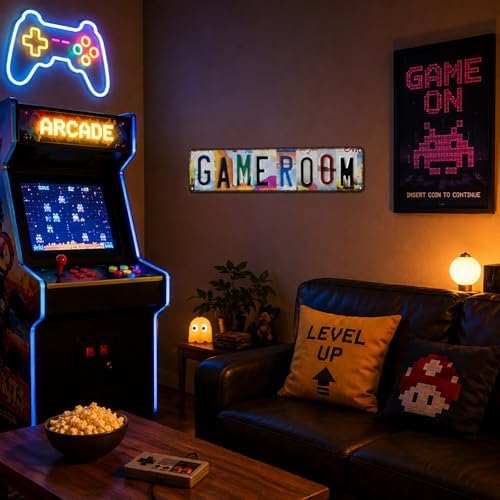 Game Room Vintage Metal Tin Sign, License Plate Style Wall Decor, Colorful Retro Design 4×16 Inch (26001) - Image 2