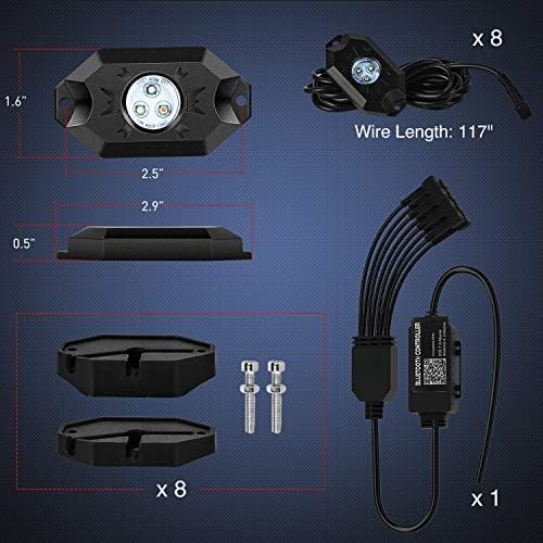 Nilight RGB LED Rock Lights Kit 8PCS Underglow Pod Lights - Image 2