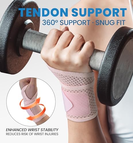2-Pack Ultra-Thin Wrist Braces, Breathable Comfort Mesh Fabric Support for Pain Relief - Ideal for Carpal Tunnel, Tendonitis, Sports, Fitness and Daily Use - Adjustable Wrist Support (Pink) - Image 3