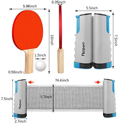 FBSPORT Ping Pong Paddle Set, Portable Table Tennis Set with Retractable Net,Rackets,Balls and Carry Bag for Indoor/Outdoor Games - Image 5