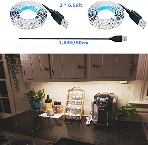 USB LED Strip Light Natural White 4000K 5V 13.12ft/4M(2pcs x 6.6ft) - Image 6