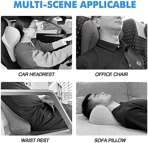 Car Neck Pillow for Driving Seat Car Headrest Pillow with Flexible Strap, 100% Memory Foam Neck Support Pillow for Car, Office Chair Dark Grey Pack of 2 - Image 4