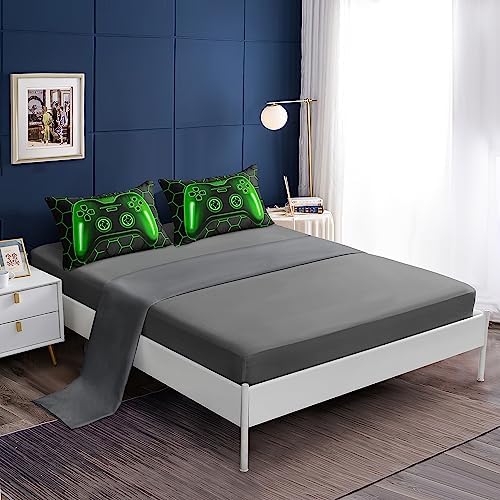 6 Pieces Bed in a Bag for Boys Bedding Sets Full Size,Gamer Comforter Sets for Boys Kids, Gaming Comforter Set for Teens Room Decor with Flat Sheet,Fitted Sheet,Pillowcase,Cushion Cover - Image 3