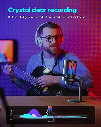 Gaming Microphone for PC: USB Mic for Podcasts Videos & Streaming - Condenser Mic with Quick Mute & Pop Filter - RGB Microphone Gift for Gamer boys - Compatible with PS4/5 & Computer & Laptop - Image 7