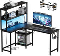 DUMOS L Shaped Desk, Gaming Desk, Power Outlet, 53 Inch by DumosLifestyle