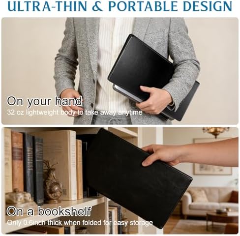 PRETYZOOM Foldable Lap Desk for Bed and Couch, Portable Laptop and Tablet Stand with 4 Adjustable Angles, Non-Slip PU Leather Bed Tray for Reading, Browsing, Streaming, Fits Laptops up to 17 Inches - Image 5