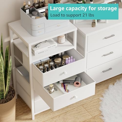 BOLUO Tall Night Stand with Drawers, White Nightstand with Charging Station and LED Light, Small White 4 Drawer Dresser for Bedroom, Room Storage Closet - Image 6