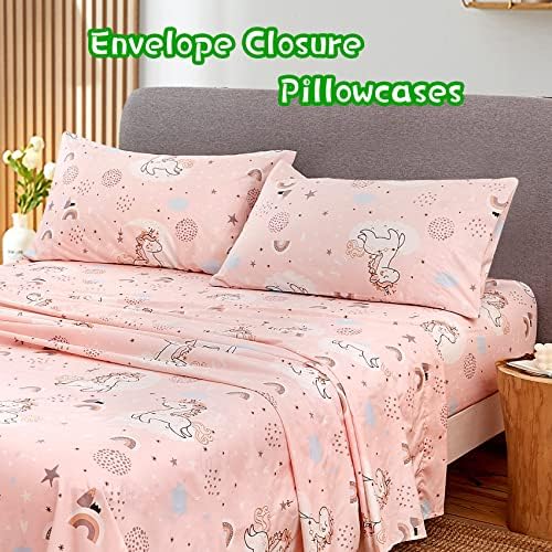 JSD Pink Unicorn Rainbow Kids Twin Sheet Set for Girls 3 Piece - Image 3