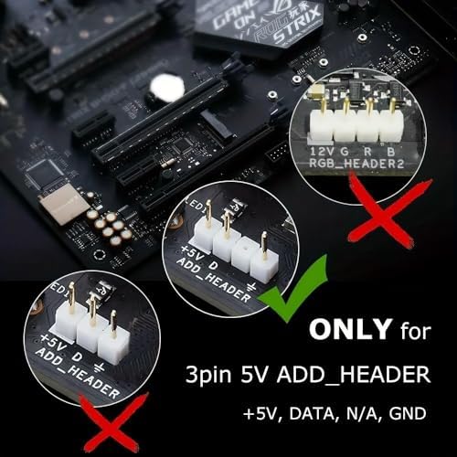 RGB Strip Light for PC Case, 3x19.7in 90LEDs Addressable LED Strip for Motherboard 5V 3-Pin Header Gaming Case DIY Lighting - Image 2
