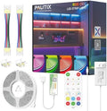 PAUTIX S-COB RGB LED Strip Light,UL-Listed COB LED 24V,Color Changing Strip Lights 32.8ft/10m,Multicolor Flexible Tape Lights with Bluetooth Control for Bedroom,Kitchen,TV Backlight,Home DIY Lighting by PAUTIX
