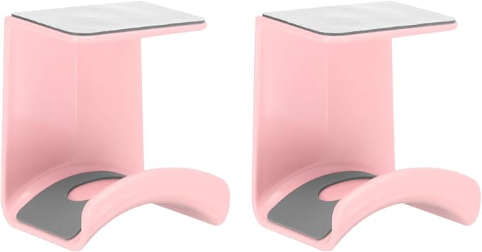 uxcell Headphone Stand, 2 Pcs ABS Headset Holder Adhesive Headphone Holder Hook Mount Headphone Hanger Hook Under Desk for Gaming Headphones Earphones Cables, Pink(Hanging) by uxcell