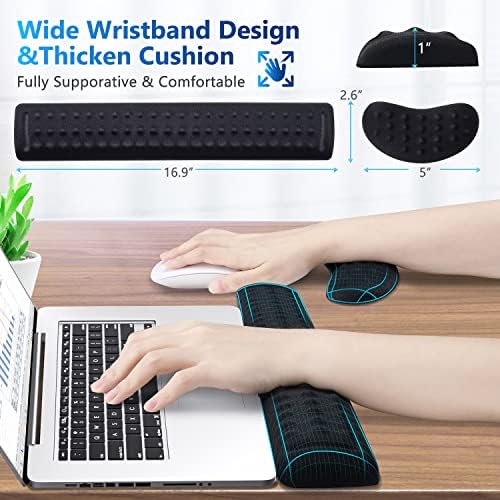 Gimars Upgraded Keyboard Wrist Rest with Massage Dot, Ergonomic Wrist Pad for Pressure Release & Wrist Massage, Soft Memory Foam Wrist Support for Pain Relif, Full Size for Computer,Home,Office,Gaming - Image 6