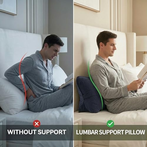 Pat. Pend. Corduroy Wedge Pillow with Lumbar Support, Triangle Cushion for Sofa, Couch, Bed or Recliner, Reading Pillow for Sitting & Relaxing, Navy Blue - Image 2