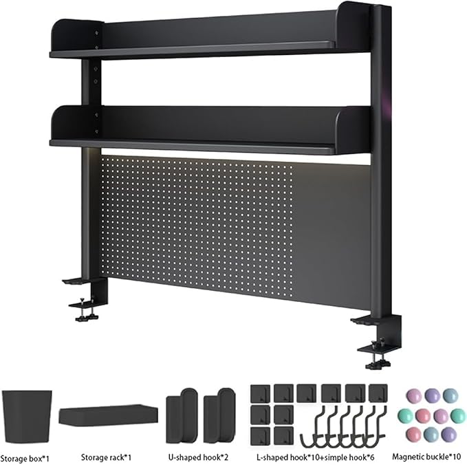 Clamp-On Desk Pegboard Organizer, Gaming Desk Extender with Privacy Panel - Image 8