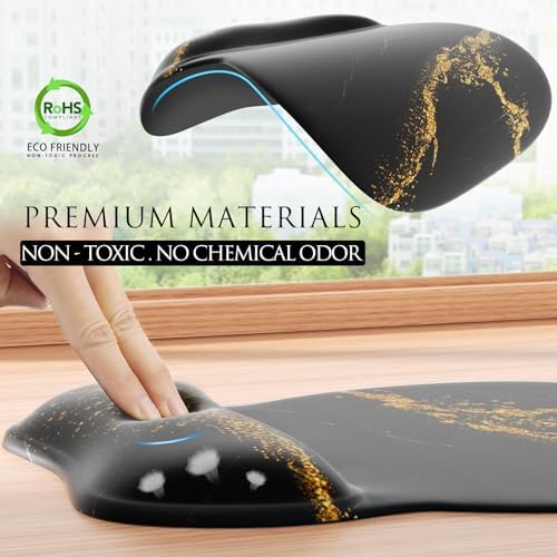 MROCO Ergonomic Mouse Pad with Gel Wrist Rest, 9.4 x 8.1 in, Black Gold - Image 3