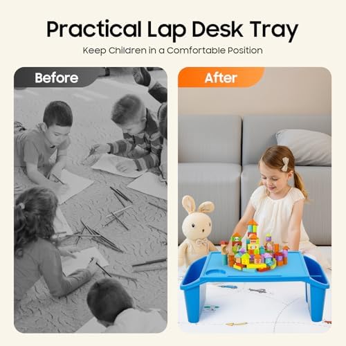 4-Pack Kids Lap Desk Trays, Portable Lightweight Plastic Laptop & Activity Trays with Storage Compartments, Non-Slip Feet & Cup Holder, Perfect for Writing, Eating, Gaming, Snacks for Boys & Girls - Image 4