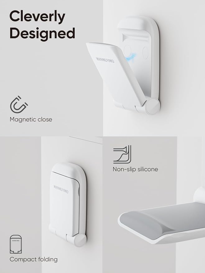 MAMUVIMO Headphone Stand, 2 Pack Headset Stand Foldable＆Sticky, Headphone Holder Hook Mount with Non-Slip Silicone, Adhesive Earphone Desk Hanger Clip Space-Saving for Airpods Max, All Earphones White - Image 6