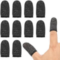 PATIKIL Controller Finger Thumb Sleeve, 12 Pack Mobile Gaming Finger Sleeve Fiber Tip Gloves Anti-Sweat Breathable for Phone Gaming Touchscreen Devices, Black by PATIKIL