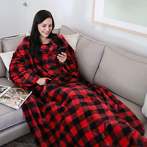 Catalonia Wearable Blanket with Sleeves for Women & Men, Fleece Wrap Throw - Image 4
