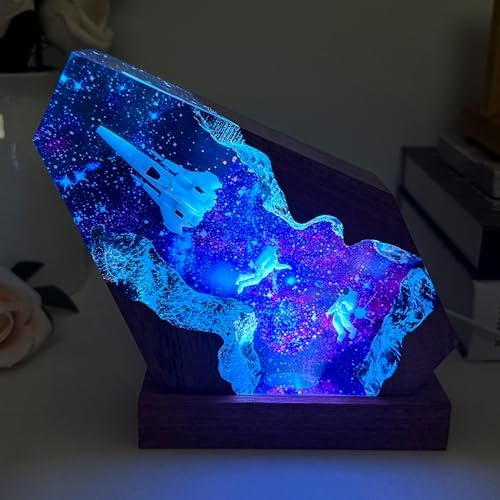 Epoxy Space Resin Lamp, Handmade Astronaut Lamp with Multi-Color LED Light - Image 5