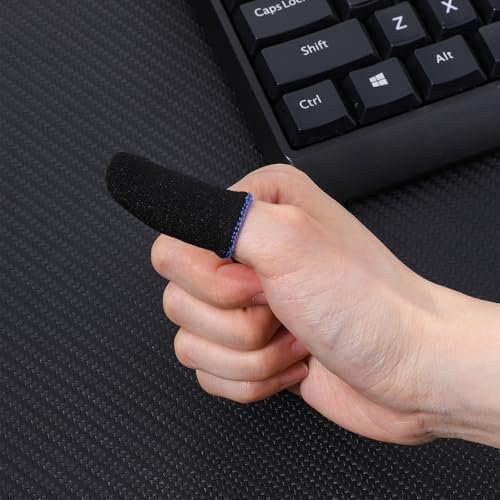 12 Pack Gaming Finger Sleeves Anti Sweat Game Controller Thumb Sleeve Gaming Sweatproof Breathable Finger Covers Touchscreen for Mobile Phone Tablet Devices Gamer Stabilizer Black - Image 4
