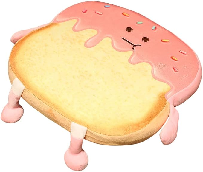 Toast Seat Cushion Memory Foam Chair Pad Removable Cover Food Plush by Yulefly